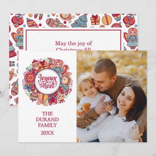 Joyeux Noel Feestdagenkaart (Voorkant / Achterkant)