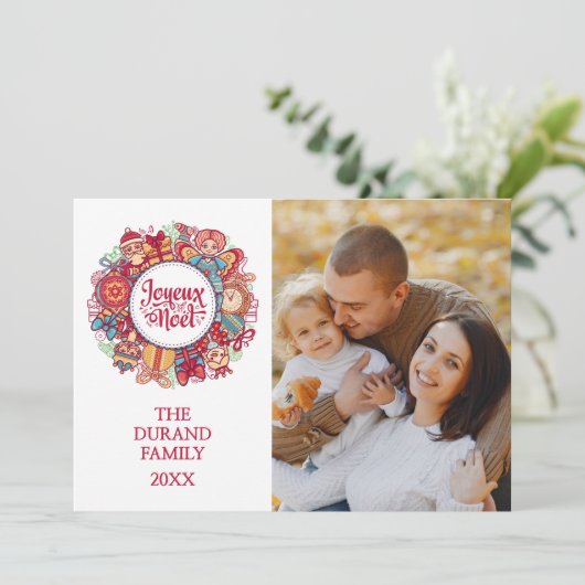 Joyeux Noel Feestdagenkaart (Staand voorkant)