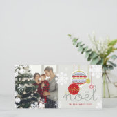 Joyeux Noel Festive Chevron Holiday Fotokaart Feestdagenkaart (Staand voorkant)