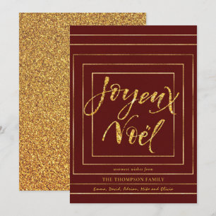 JOYEUX NOEL Festive Gold Glitter kerstmis Feestdagenkaart