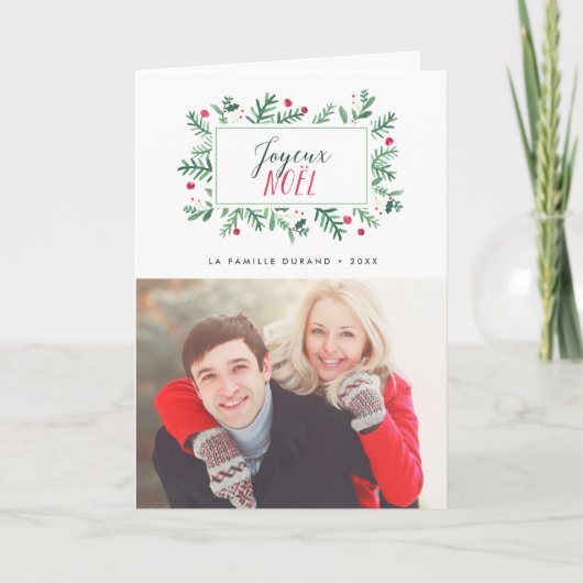 Joyeux Noël Feuillage Peint | Carte de Noël Feestdagen Kaart (Voorkant)