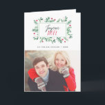 Joyeux Noël Feuillage Peint | Carte de Noël Feestdagen Kaart<br><div class="desc">Carte de Noëel avec foto. La carte a une couronne de fleurs peintes à l'aquarelle et place pour le texte et une foto.</div>