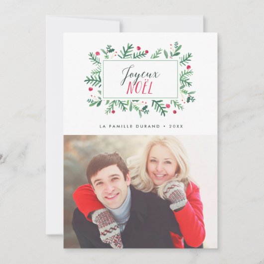 Joyeux Noël Feuillage Peint | Carte de Noël Feestdagenkaart (Voorkant)