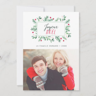 Joyeux Noël Feuillage Peint   Carte de Noël Feestdagenkaart