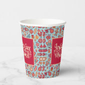 Joyeux Noel fFrench Merry Kerstfolk chic Papieren Bekers (Rechts)