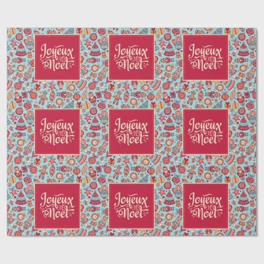 Joyeux Noel fFrench Merry Kerstmis figines Cadeaupapier (Vlak)