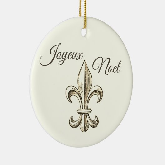 Joyeux Noel Fleur de lis Kerstmis Keramisch Ornament (Rechts)