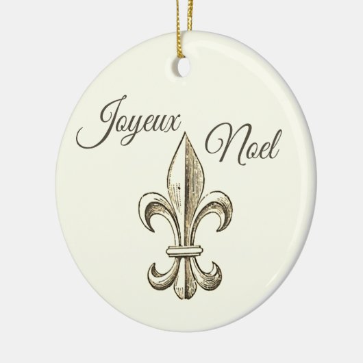 Joyeux Noel Fleur de lis Kerstmis Keramisch Ornament (Links)