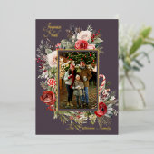 Joyeux Noël Foto Bloemen Folie Frans Folie Feestdagenkaart (Staand Voorkant)