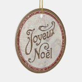 Joyeux Noel Frans Chic Merry Christmas Shabby Keramisch Ornament (Rechts)