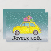 Joyeux noël Frans Kerstgeel Fiat 500 Feestdagenkaart (Voorkant / Achterkant)