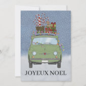 Joyeux noël Frans Kerstmis Groen Fiat 500 Feestdagenkaart (Voorkant)