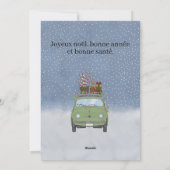 Joyeux noël Frans Kerstmis Groen Fiat 500 Feestdagenkaart (Achterkant)
