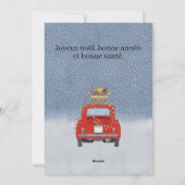 Joyeux Noël Frans Kerstmis Rode Fiat 500 Feestdagenkaart (Achterkant)
