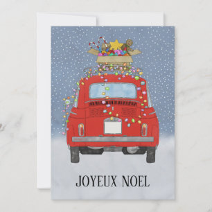 Joyeux Noël Frans Kerstmis Rode Fiat 500 Feestdagenkaart