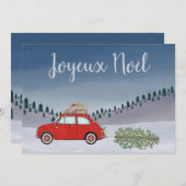 Joyeux noël Frans Kerstmis Rode Fiat 500 Feestdagenkaart (Voorkant / Achterkant)