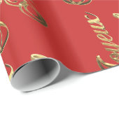 Joyeux Noel Frans Kerstmis Rood en Goud Cadeaupapier (Rol Hoek)