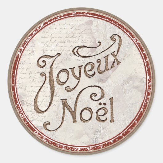 Joyeux Noel Frans Vrolijk Kerstmis Envelop Seal Ronde Sticker (Voorkant)