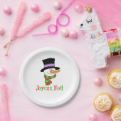 Joyeux Noel Franse Cartoon Snowman Kerstmis Papieren Bordje (Feest)