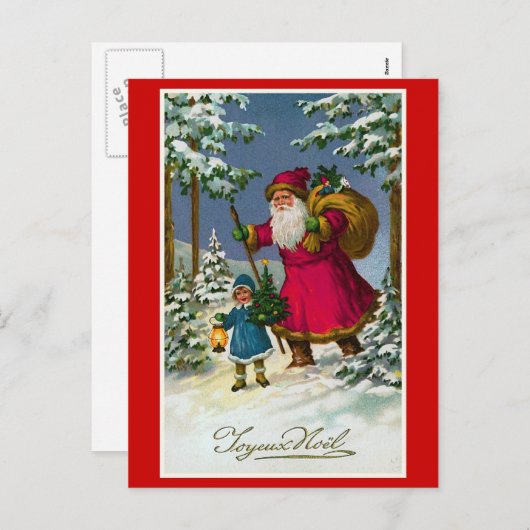 "Joyeux Noel"  Franse kerst Feestdagenkaart (Voorkant / Achterkant)