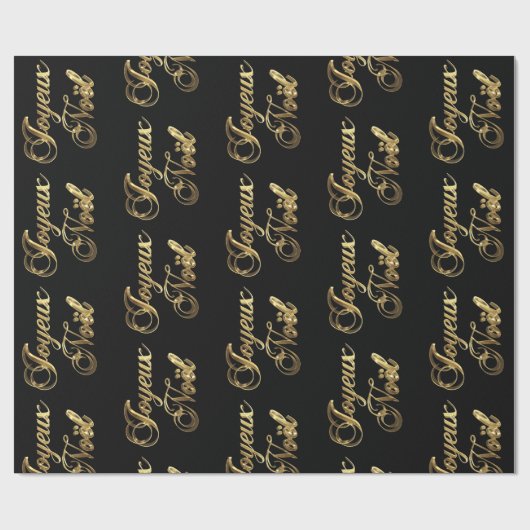 Joyeux Noel Franse Kerst Zwart en Goud Cadeaupapier (Vlak)