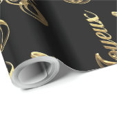 Joyeux Noel Franse Kerst Zwart en Goud Cadeaupapier (Rol Hoek)