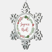 Joyeux Noël, Franse kerstfeest Tin Sneeuwvlok Ornament (Rechts)