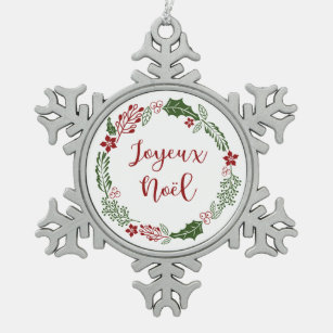 Joyeux Noël, Franse kerstfeest Tin Sneeuwvlok Ornament