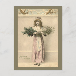 Joyeux Noel Franse kerstgroet vrouw Briefkaart