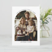 Joyeux Noël Franse Kerstgroeten Boog Foto Feestdagenkaart (Staand voorkant)