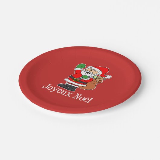 Joyeux Noel Franse Kerstman (OP ROOD) Papieren Bordje (Gekanteld)