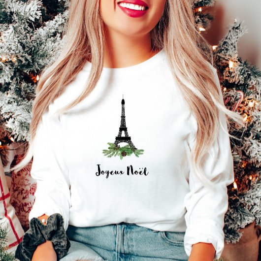 Joyeux Noel Franse Kerstmis met Eiffeltoren T-shirt