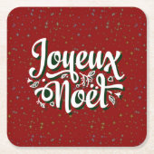 Joyeux Noël Franse kersttekst Kartonnen Onderzetters (Voorkant)