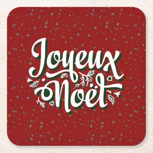 Joyeux Noël Franse kersttekst Kartonnen Onderzetters (Voorkant)