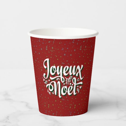 Joyeux Noël Franse kersttekst Papieren Bekers (Achterkant)