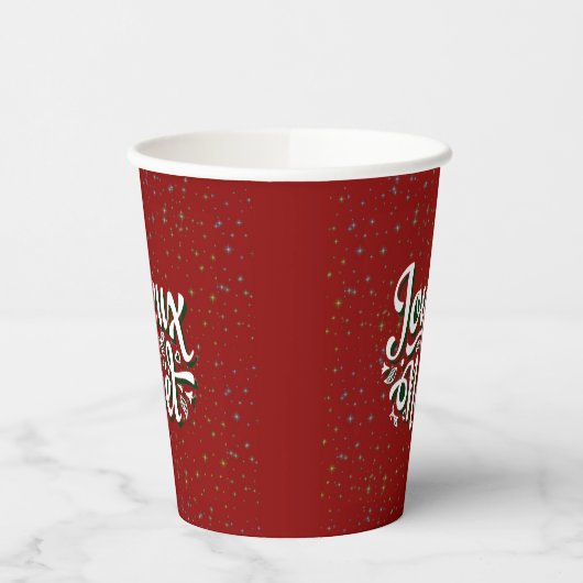 Joyeux Noël Franse kersttekst Papieren Bekers (Links)
