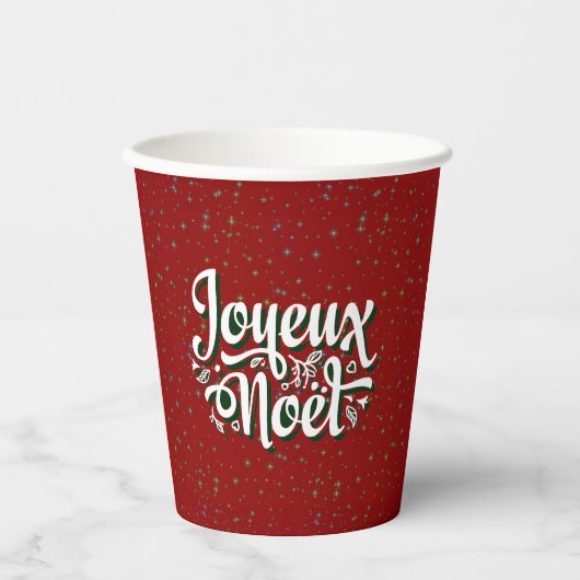 Joyeux Noël Franse kersttekst Papieren Bekers (Voorkant)