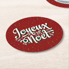 Joyeux Noël Franse kersttekst Ronde Kartonnen Onderzetter