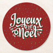 Joyeux Noël Franse kersttekst Ronde Kartonnen Onderzetter (Voorkant)