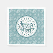 Joyeux Noel franse Merry Kerstblauw witte kunst Servet (Voorkant)