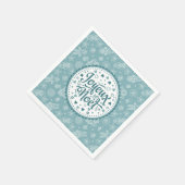 Joyeux Noel franse Merry Kerstblauw witte kunst Servet (Hoek)