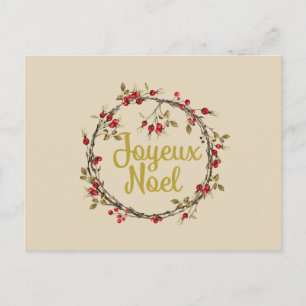 Joyeux Noel Franse rustieke kerstkrans Feestdagenkaart