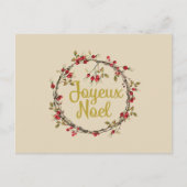 Joyeux Noel Franse rustieke kerstkrans Feestdagenkaart (Voorkant)