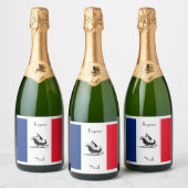 Joyeux Noel Franse vlag Kerstmis Frankrijk Sparkling Wijnetiket (Flessen)