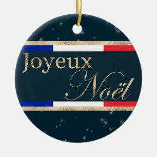 Joyeux Noël Franse vlag Kerstmis Keramisch Ornament