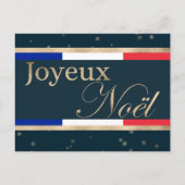 Joyeux Noël Franse vlag op blauwe kerst Briefkaart (Voorkant)