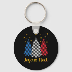 Joyeux Noel Franse Vlag Vrolijke Kerstboom Familie Sleutelhanger