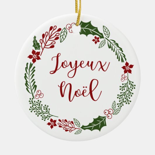 Joyeux Noël, Franstalige kerstfeestdag Keramisch Ornament (Voorkant)