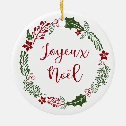 Joyeux Noël, Franstalige kerstfeestdag Keramisch Ornament (Achterkant)