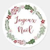 Joyeux Noël, Franstalige kerstfeestdag Ronde Sticker (Voorkant)